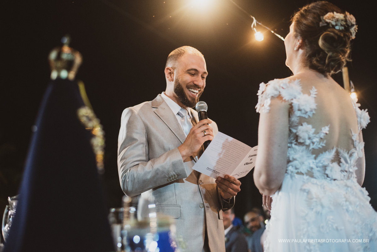 Declaração do noivo para noiva no casamento