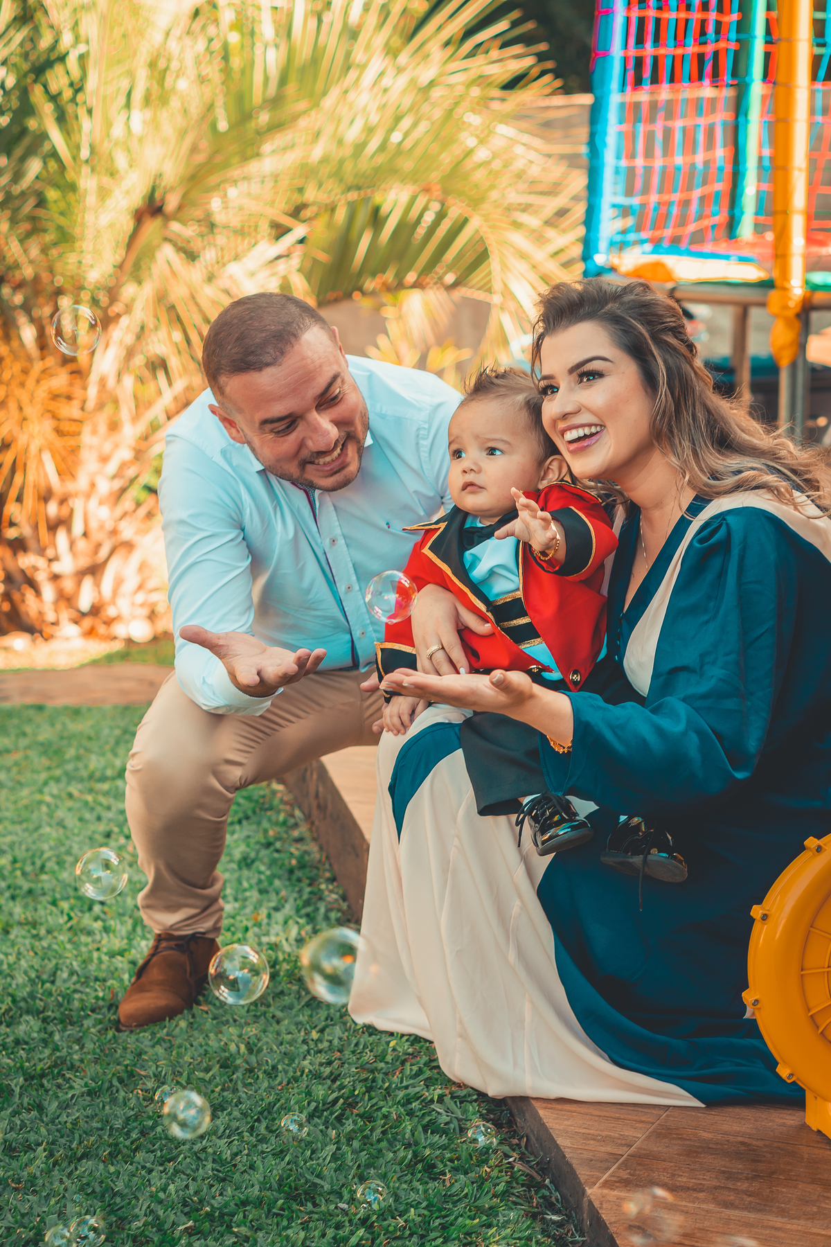 teve bolinha de sabão na festa de um ano do Heitor