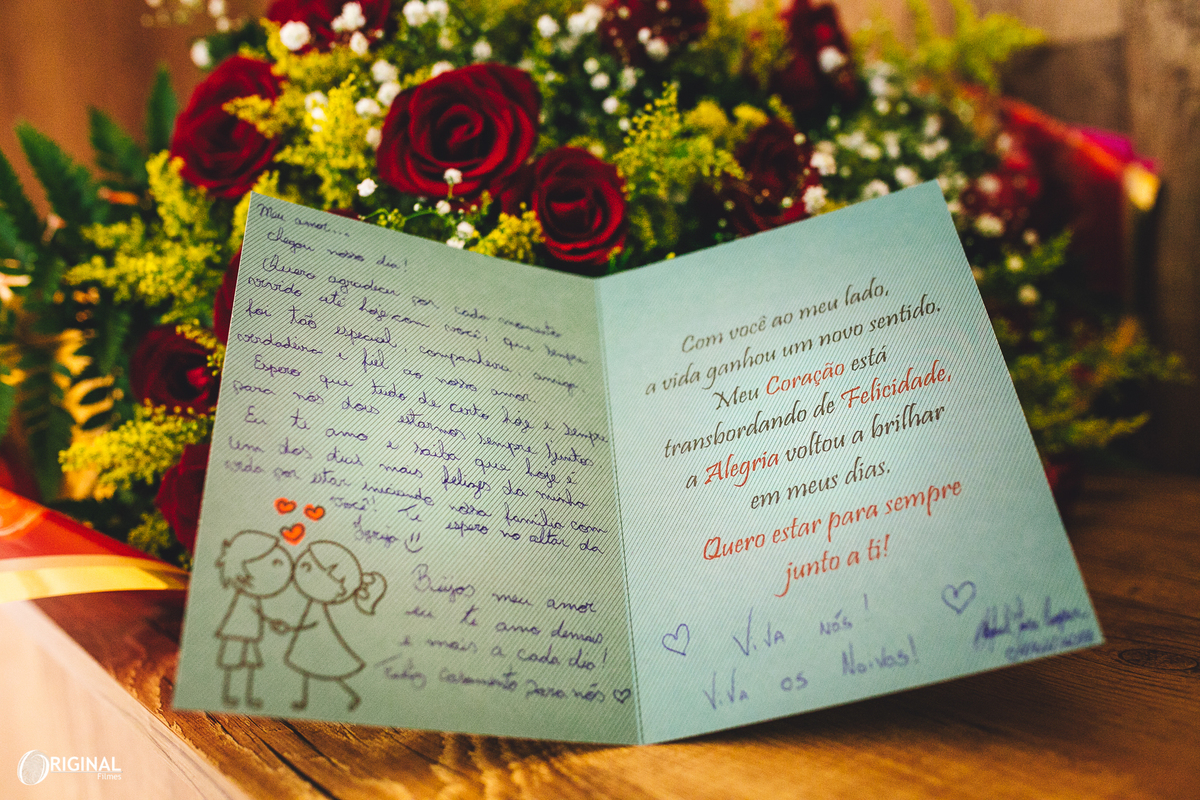 cartão lembrança da noiva buque de rosas