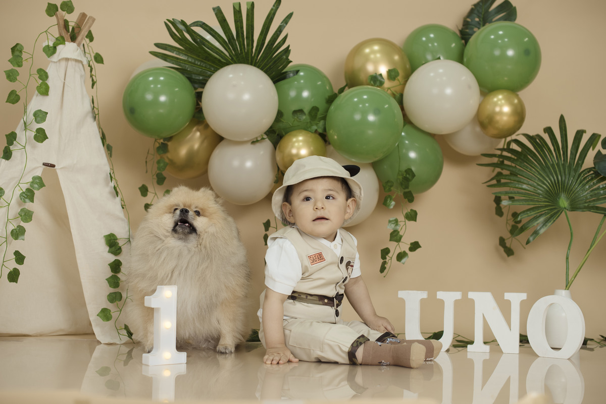sesión de fotos bebe, cake smash, tematica safari, pkl fotografia, fotografia de bebes