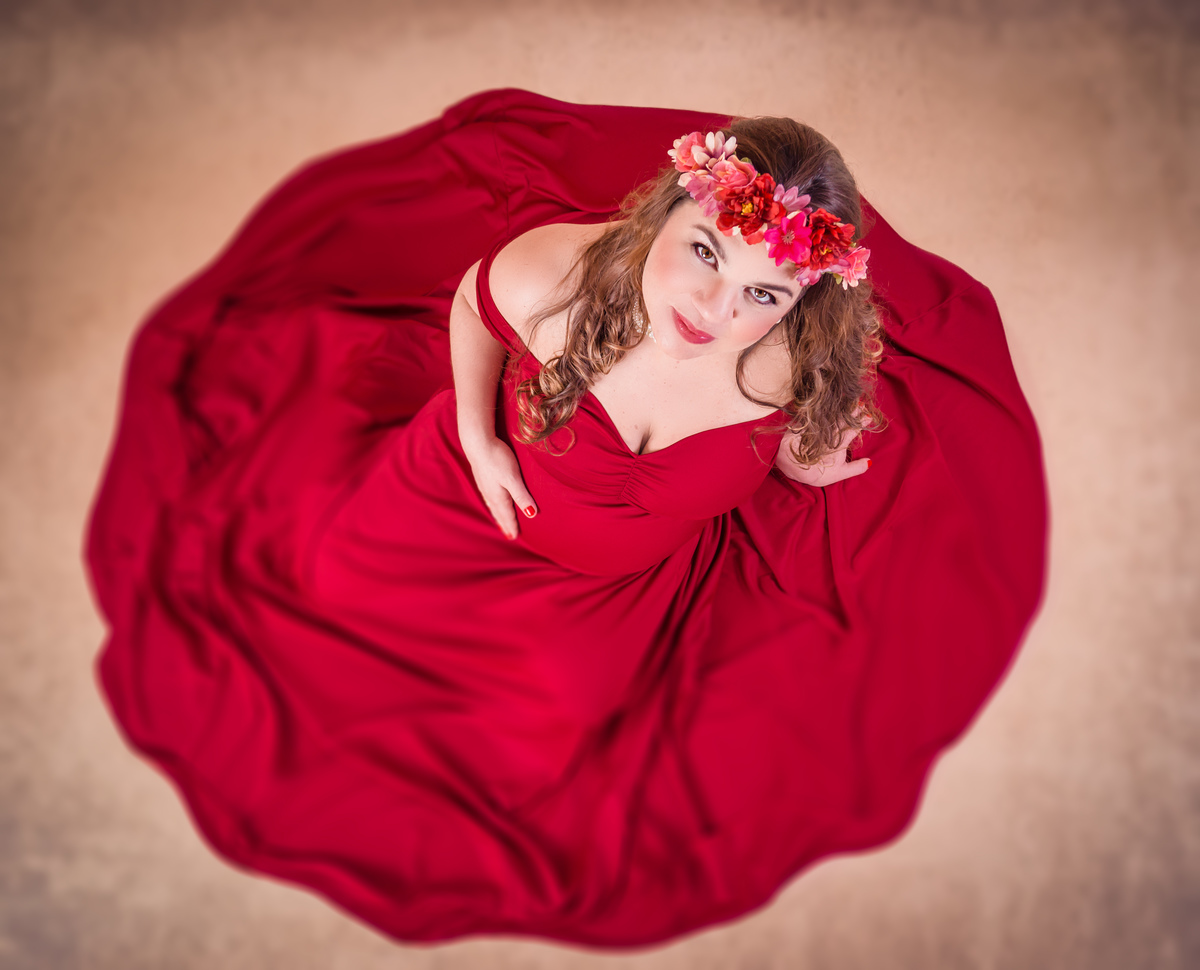 gestante vestido vermelho
