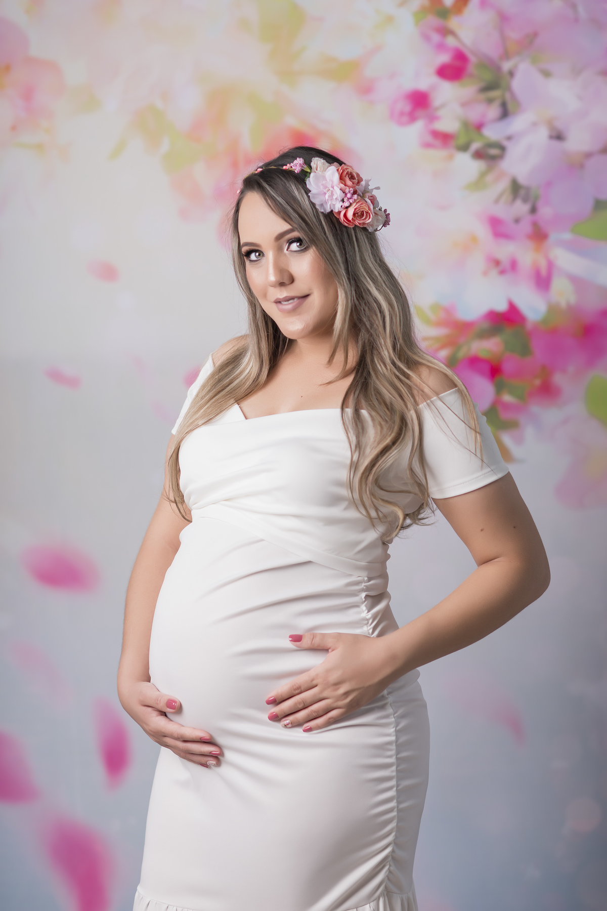 gestante no estúdio