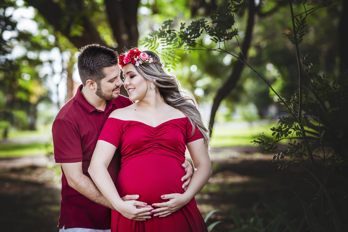 gestante vestido vermelho