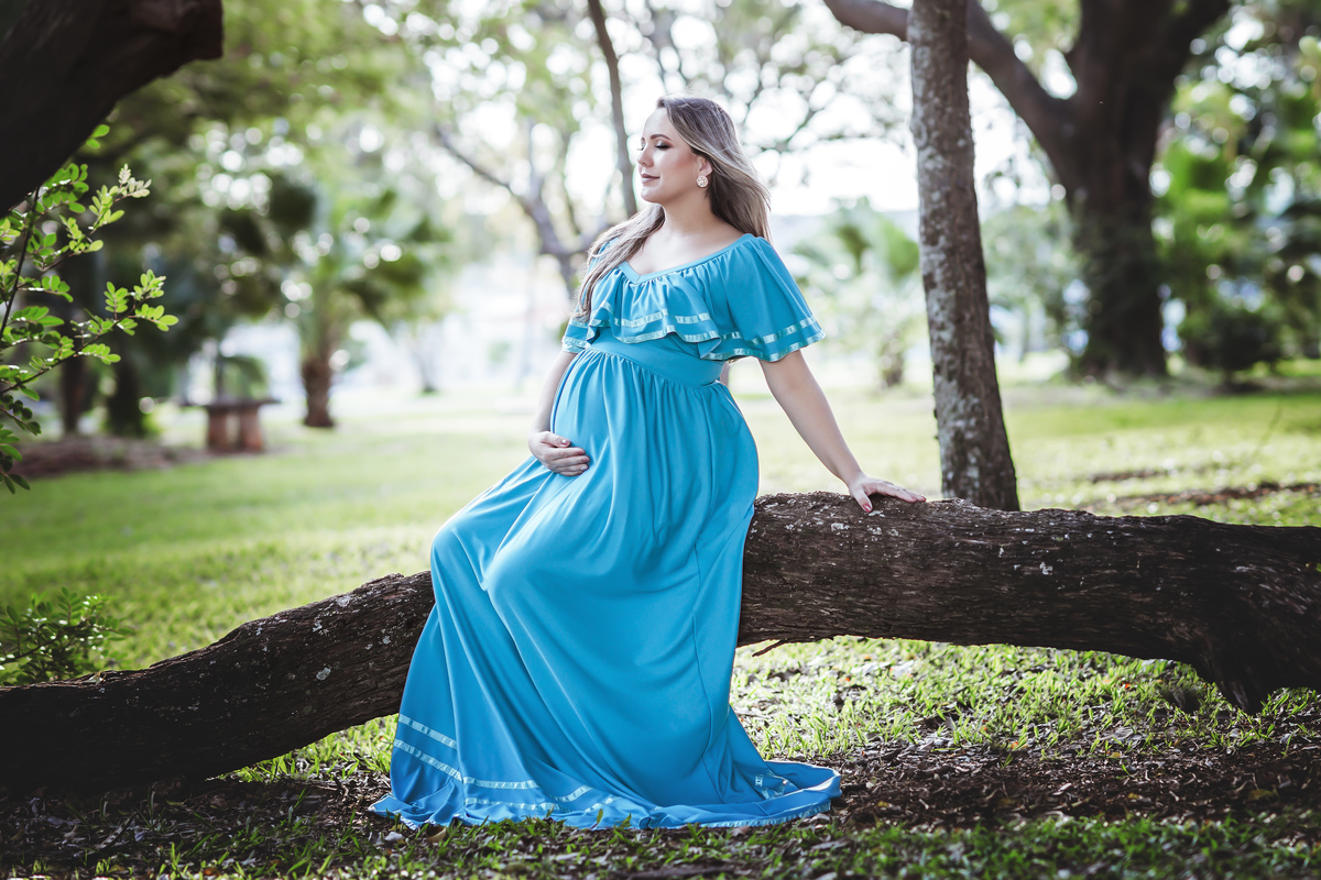 gravida vestido azul