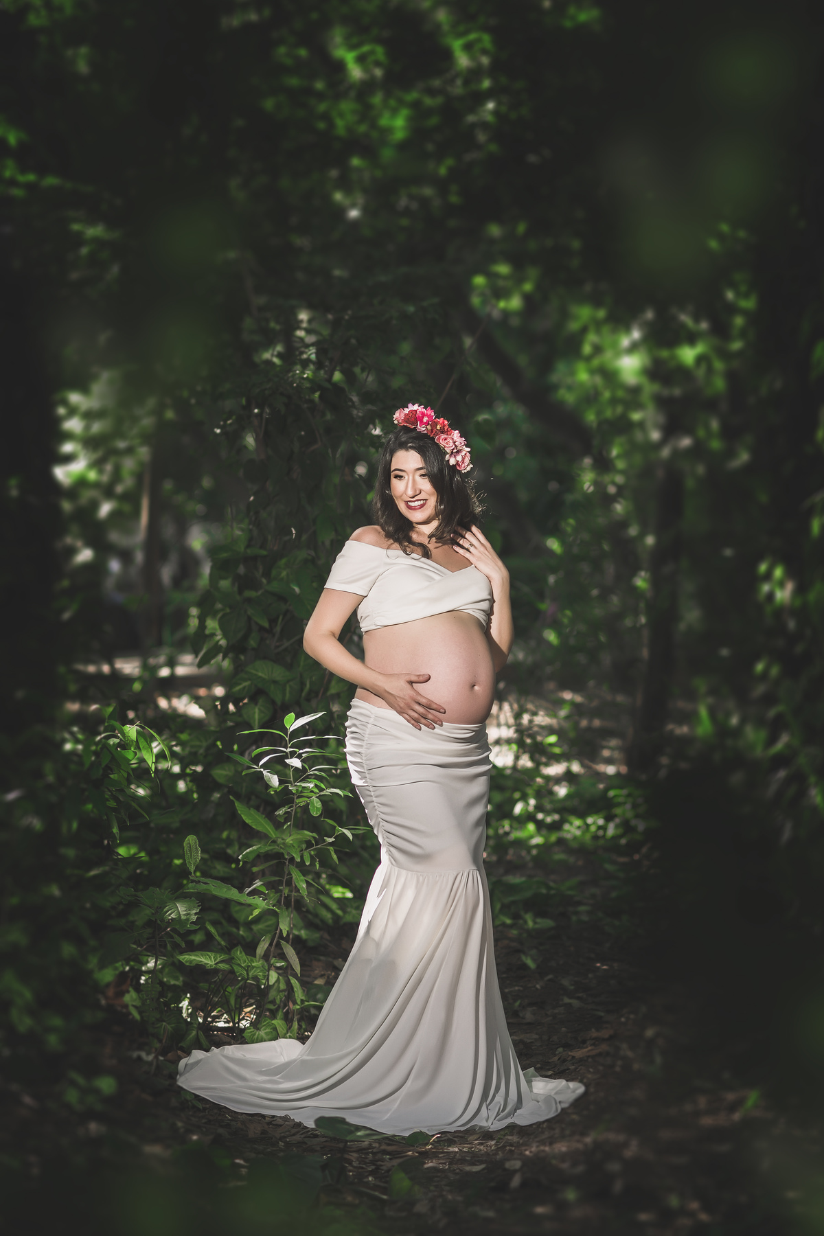 sessão de grávida look branco