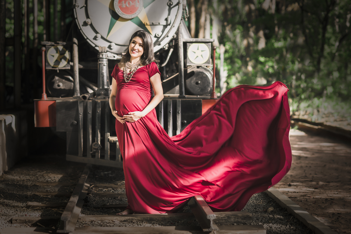 Fotografia de grávida em Bauru look vermelho
