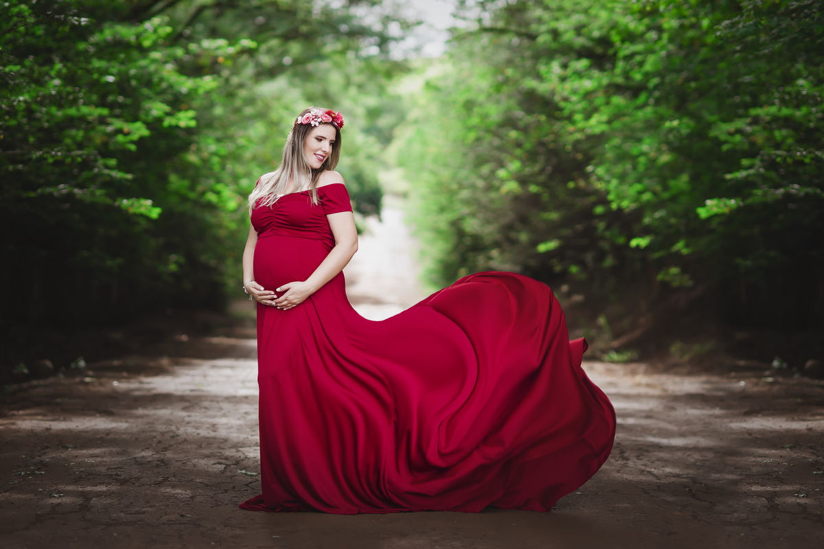 Vestido vermelho para gestantes