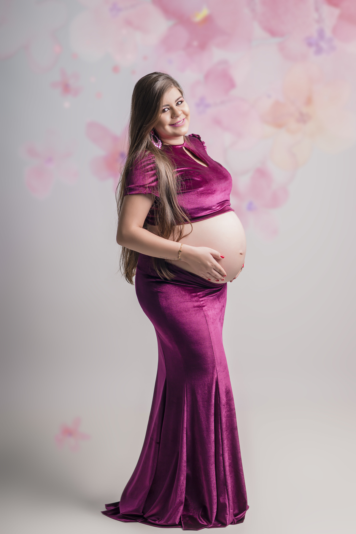 gestante vestido de veludo