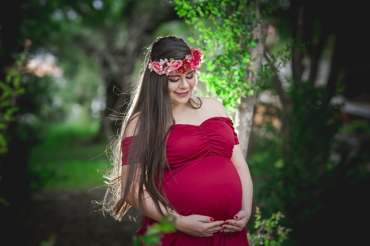 look vermelho para gestante