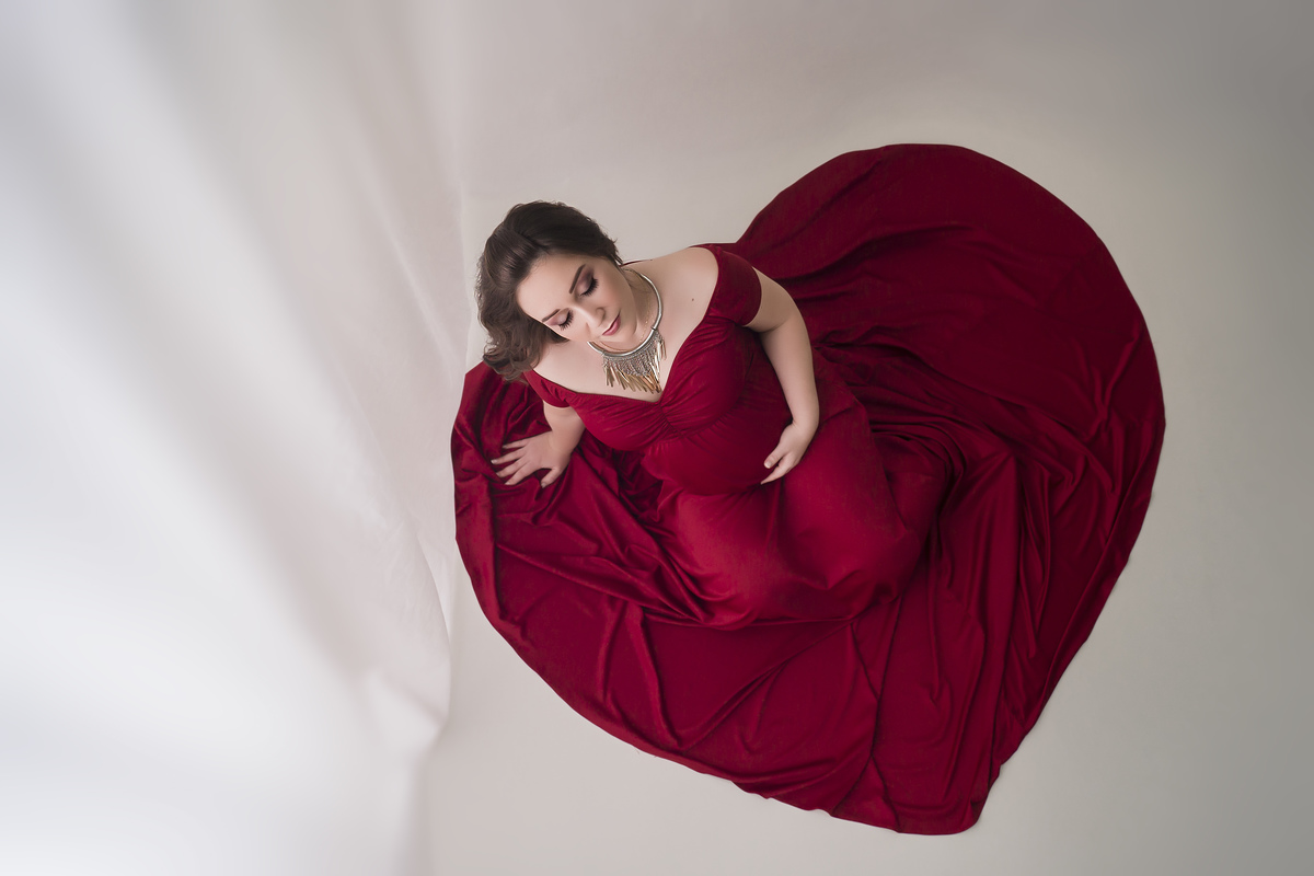 vestido vermelho de gestante