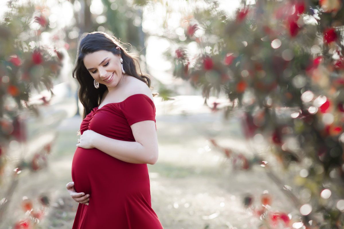 vestido de gestante vermelho