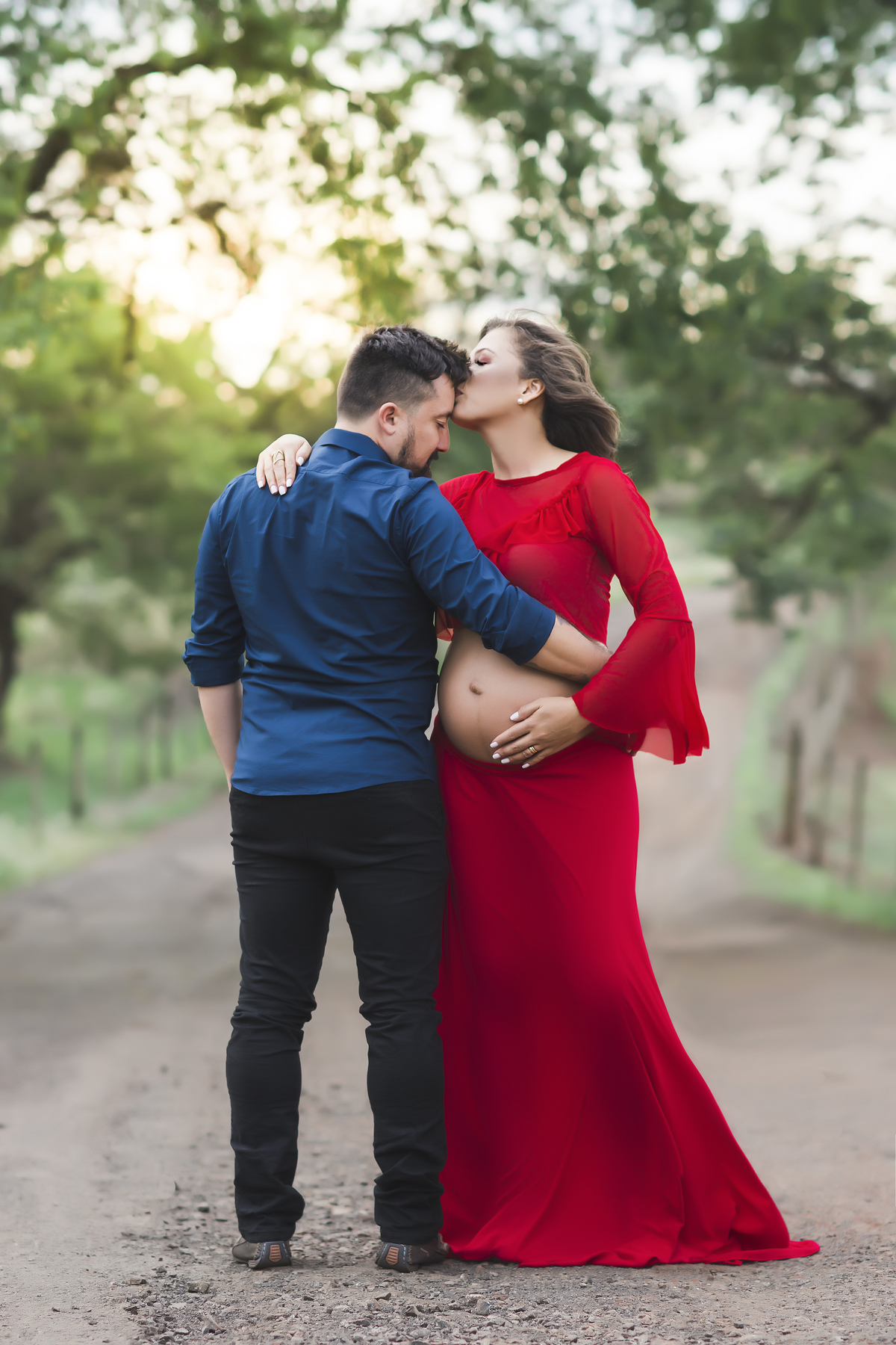 look vermelho de gestante