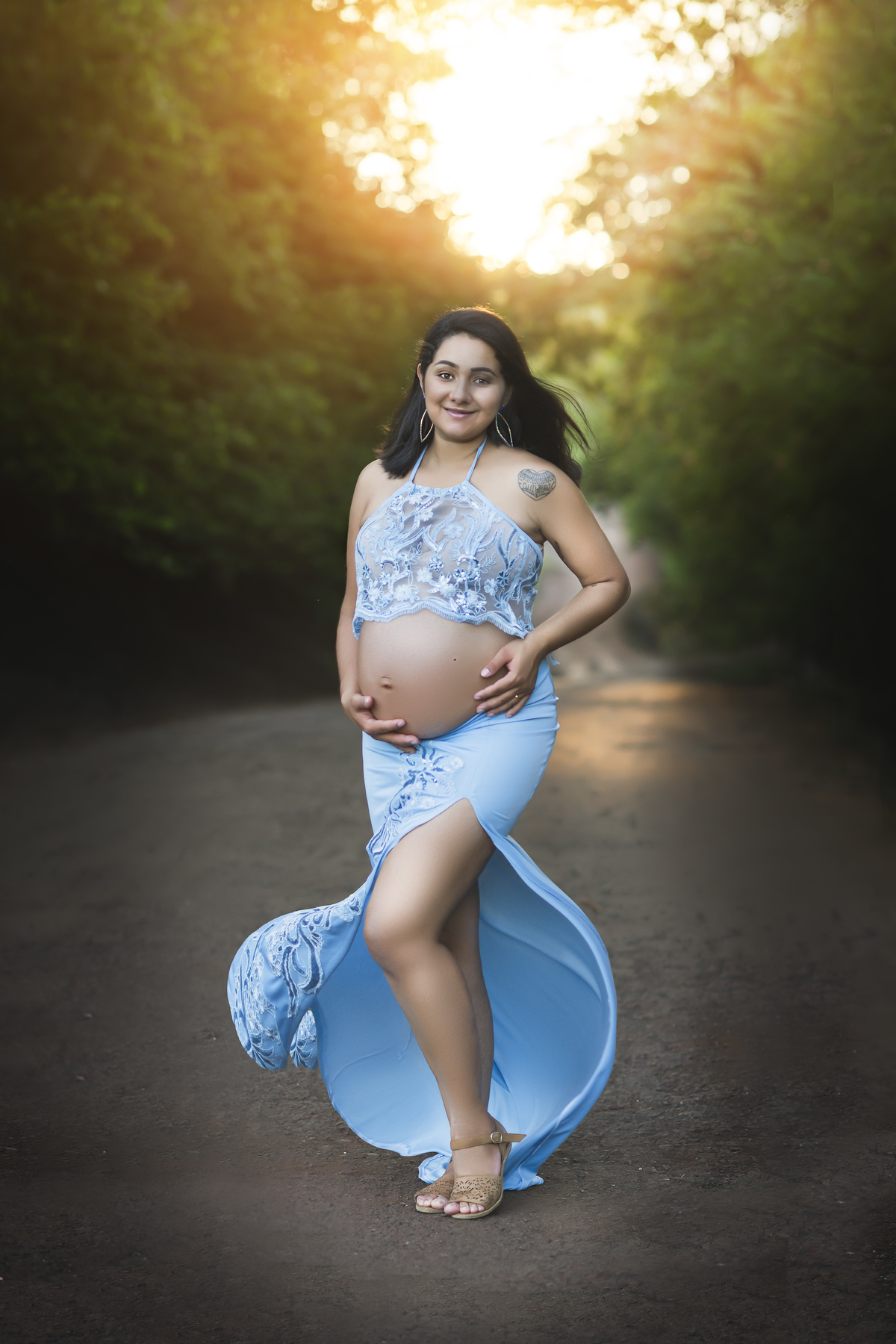 conjunto azul de grávida 