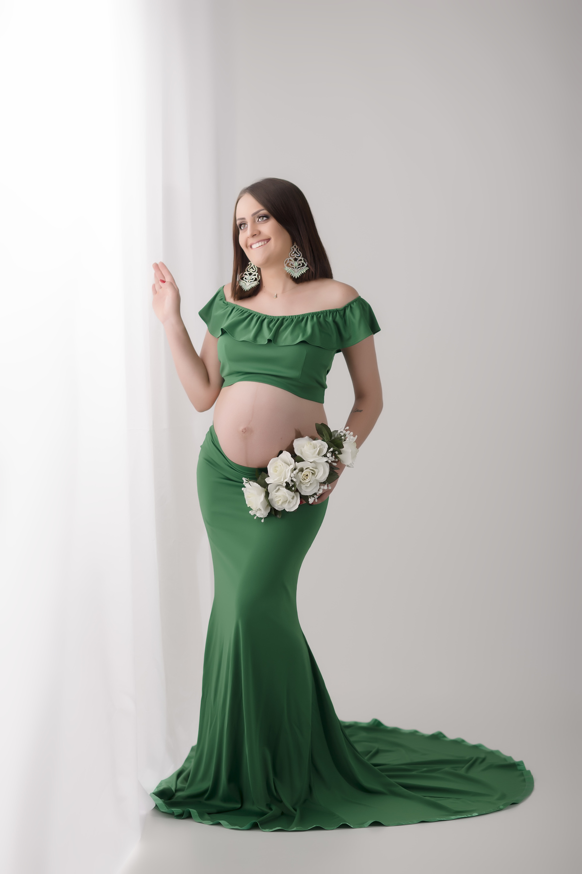 conjunto verde de grávida