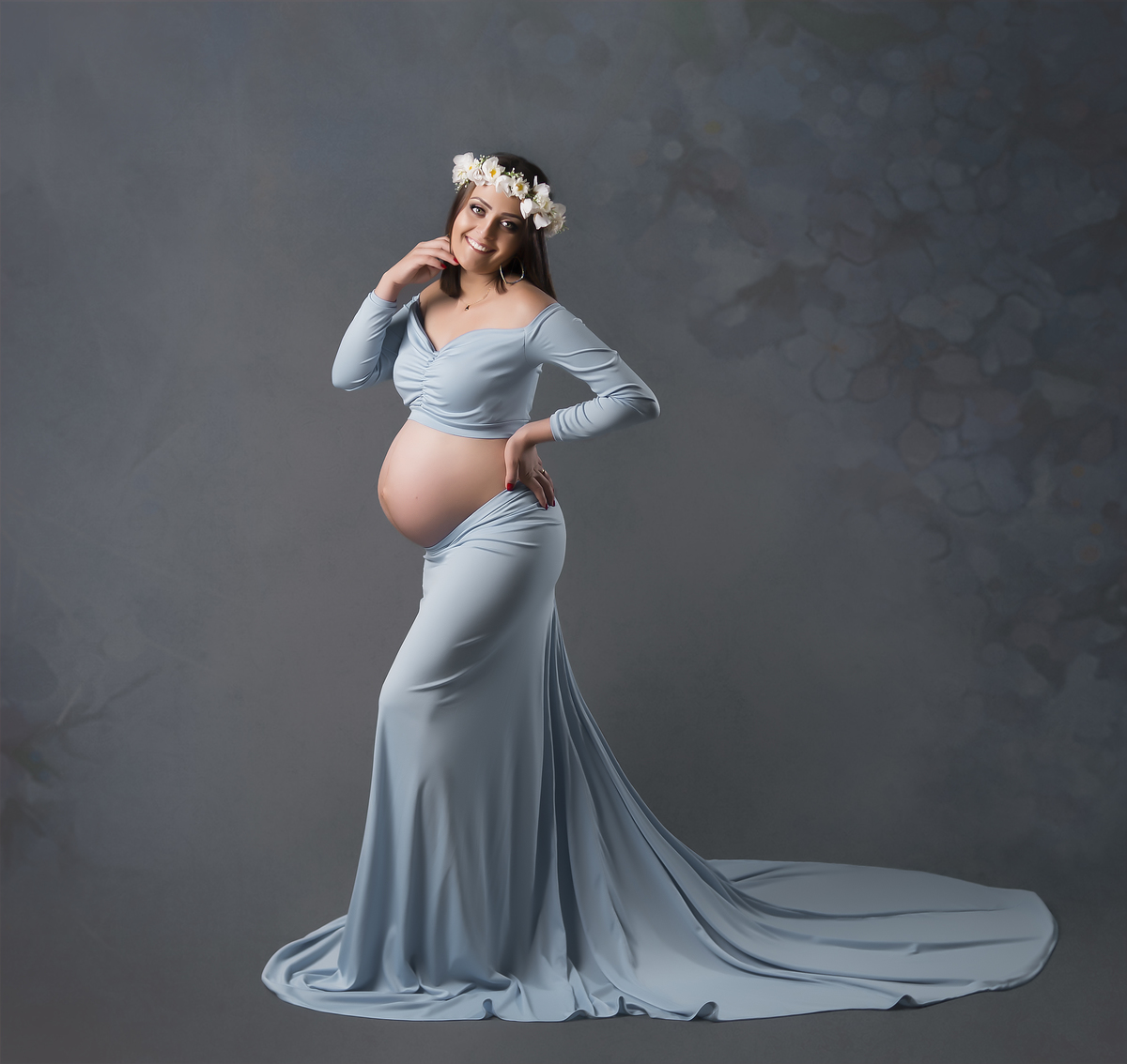 look azul de grávida