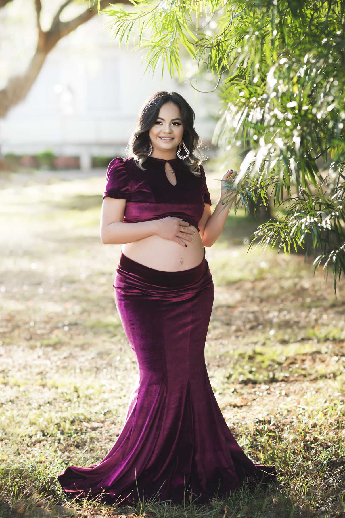 vestido marsala de gestante