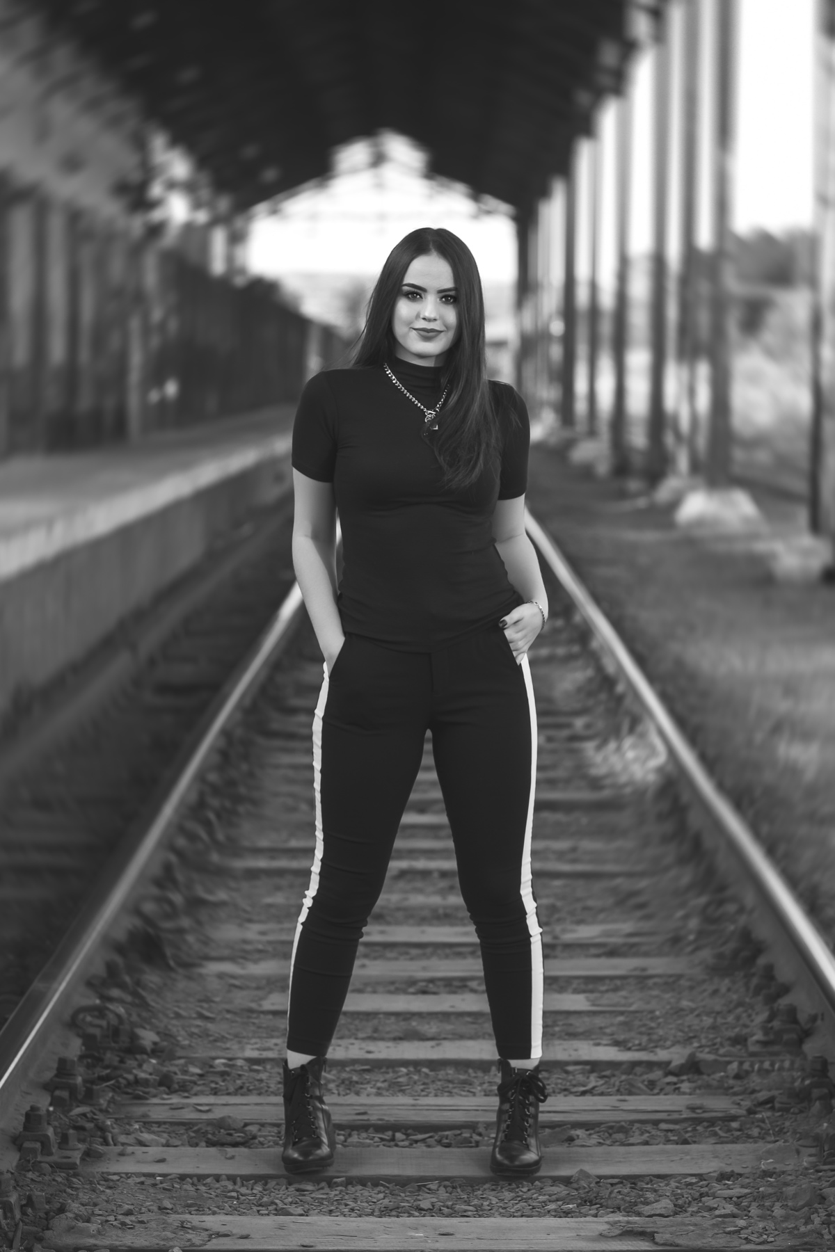 foto no trilho do trem Jaú