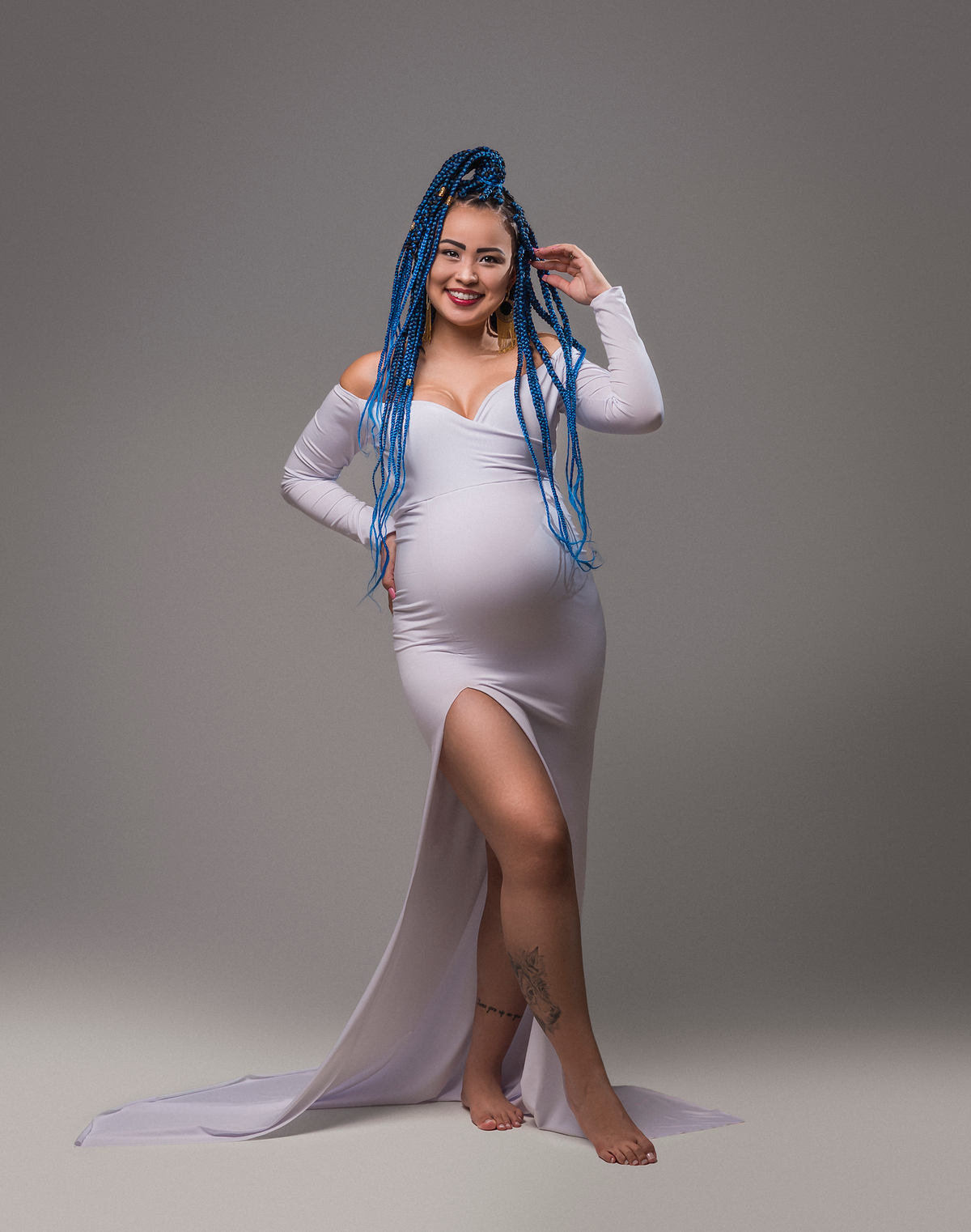 mamãe estilosa em estúdio