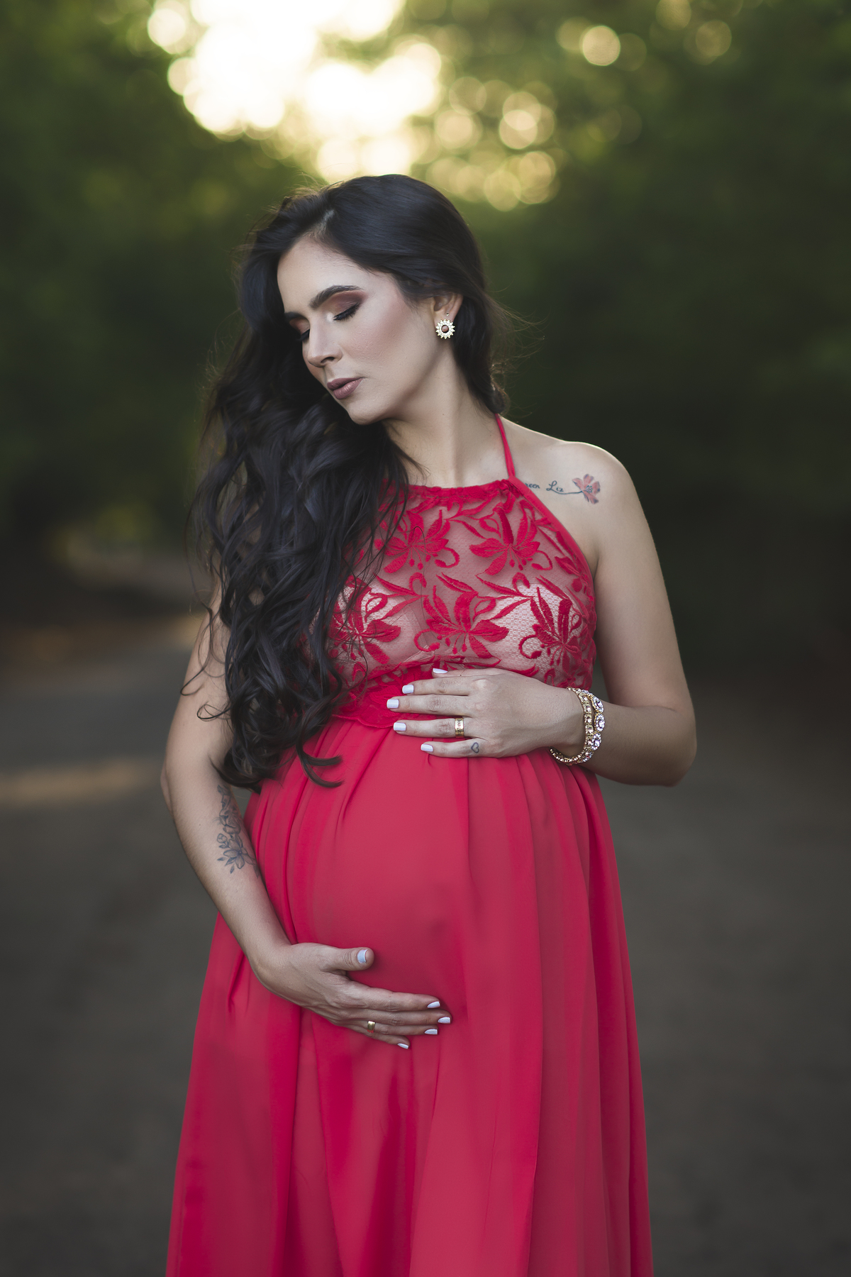 vestido vermelho de grávida 