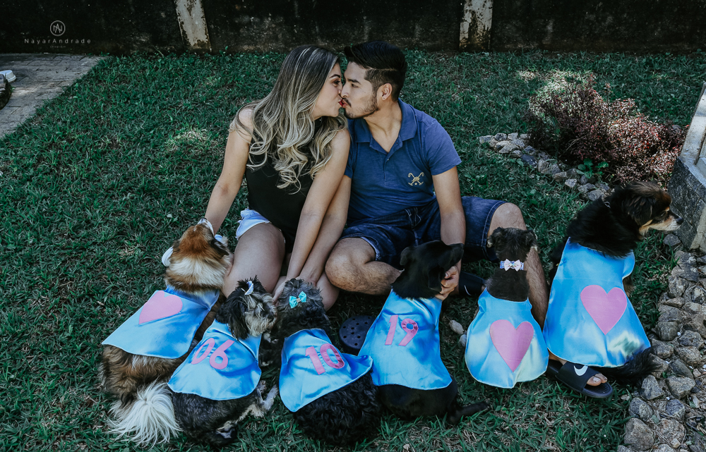 Ensaio pre wedding casal com cachorros, varios cachorrinhos