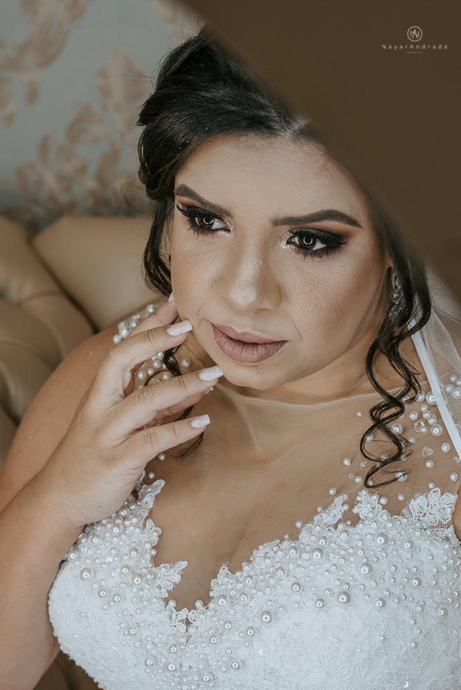 making of de noiva no salao mariana assis em cubatao fotografia nayara andrade modelo de maquiagem  e penteado para noiva casamento de dia