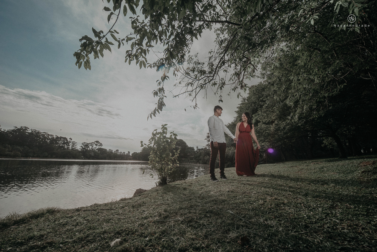 ensaio romantido pre wedding de casal no parque do ibirapuera em sao paulo em um fim de tarde com a fotografa nayara andrade de santos