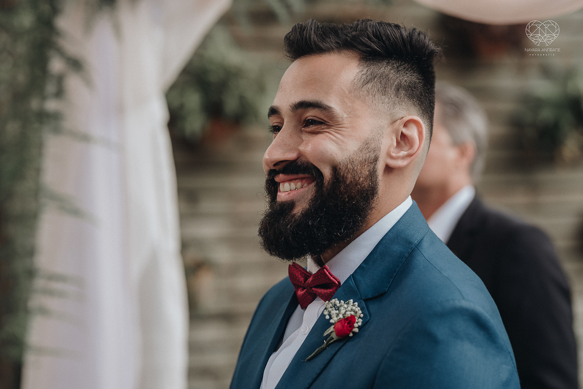 cerimonia de casamento ao ar livre com lindo por do sol no espaço plataforma em sao vicente santos no ilha porchat