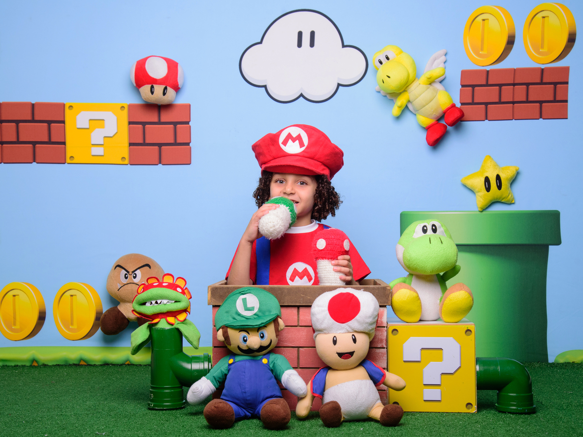 Sessão Dia dos Pais, estrela, Mário, Luigi, moedas, cogumelo, tartaruga, jacaré, nuvem, jogos, vídeo game, Mario Bros