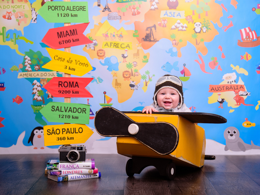 Sessão Volta ao Mundo, avião, destinos, países, continentes, distância, mapa, câmera, navio, mala, globo, aviador, piloto.