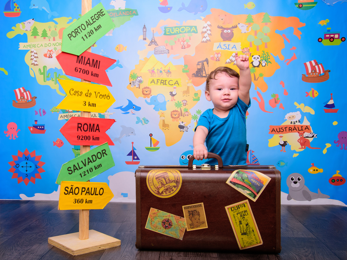 Sessão Volta ao Mundo, avião, destinos, países, estados, distância, mapa, câmera, barcos, oceano, mala.