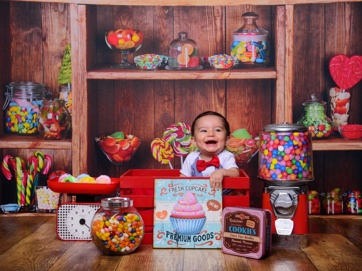 Sessão Candy Shop, guloseimas, bala, pirulito, bolo, cup cake, jujuba, balança.