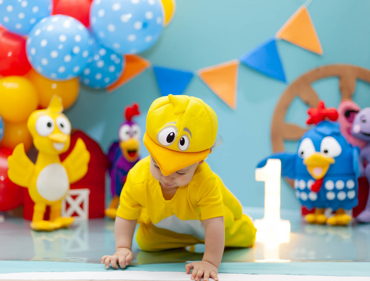 ensaio fotográfico de menino galinha pintadinha