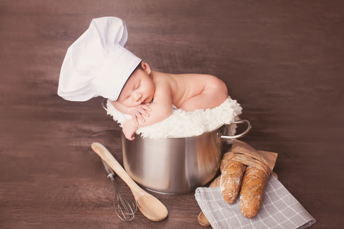pao, confeiteiro, chef de cozinha, bebe, acompanhamento, fotos mensais, fotografia, foto