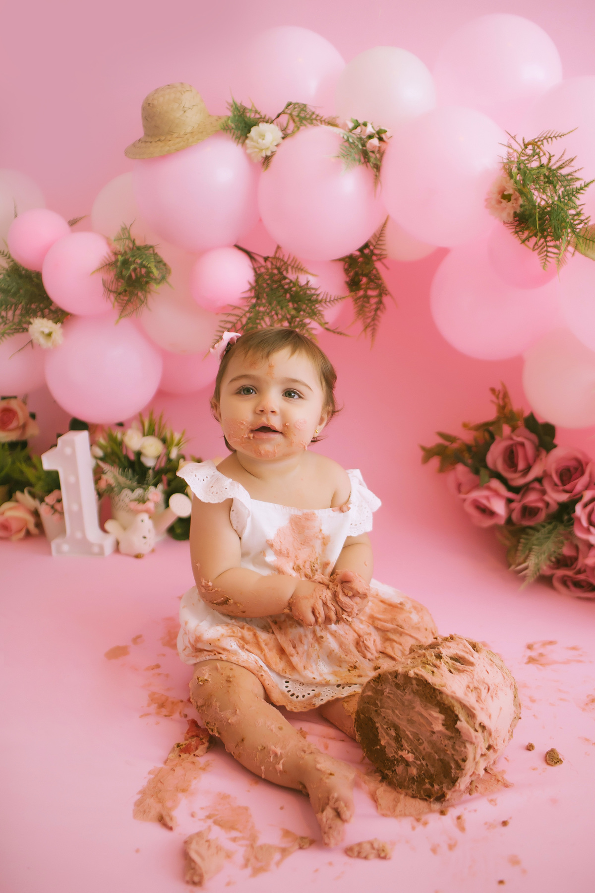 ensaio 1 ano bebê com bolo Balneário Camboriú