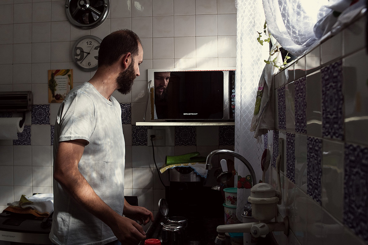 fotografia de família, começando no café da manhã.