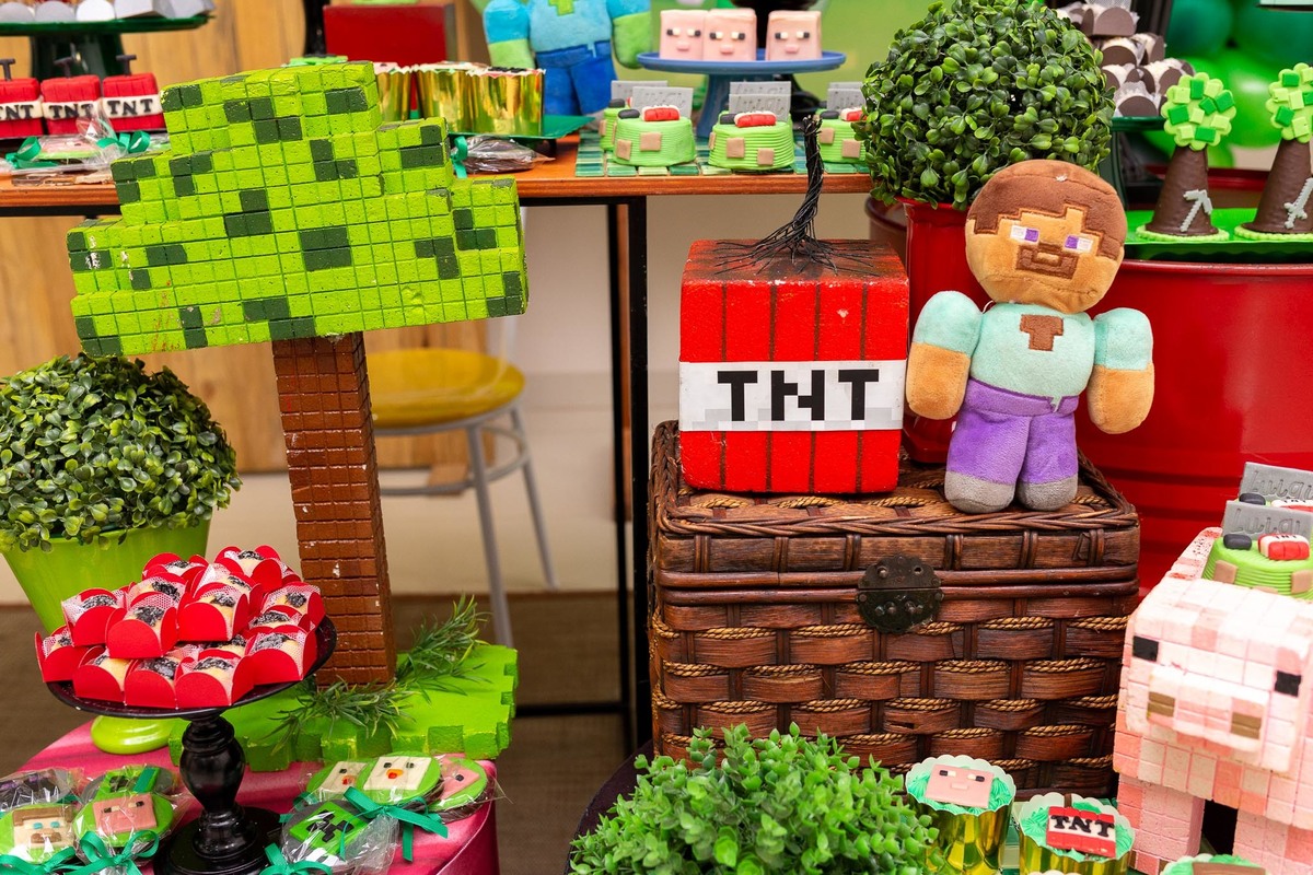 decoração de aniversário infantil Minecraft