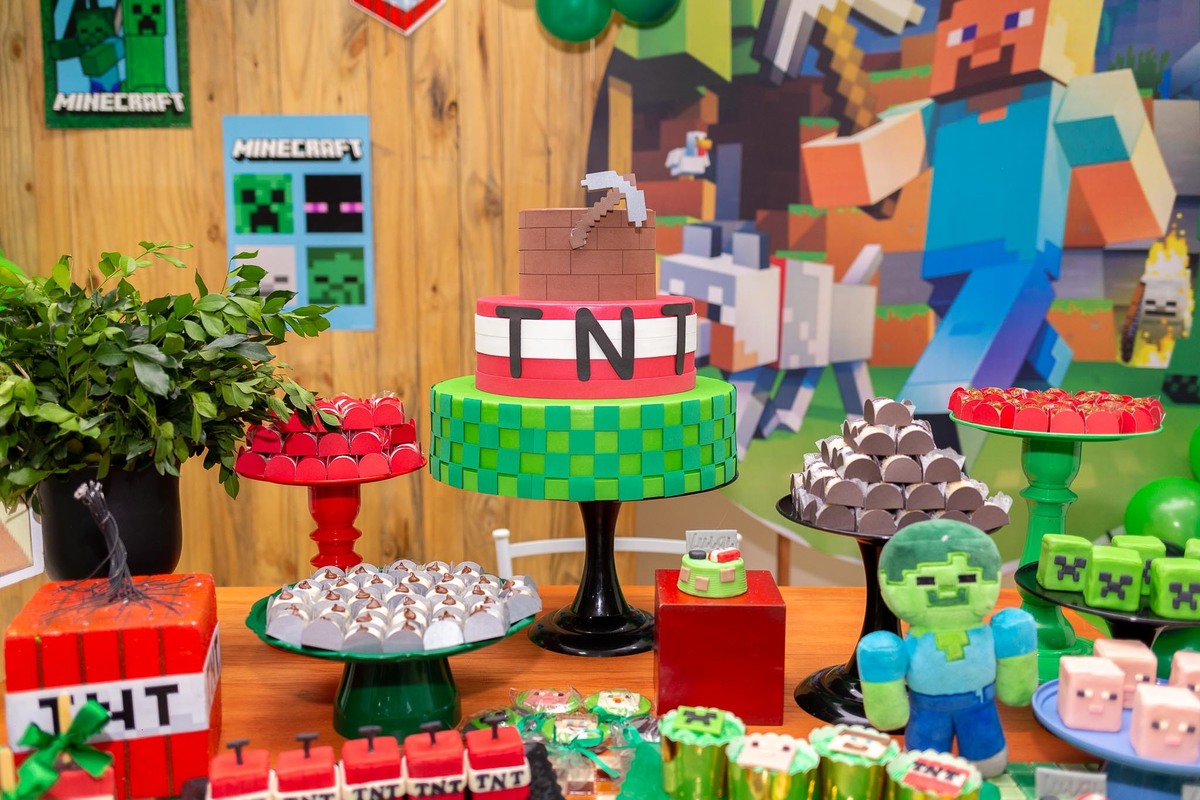 decoração de aniversário infantil Minecraft