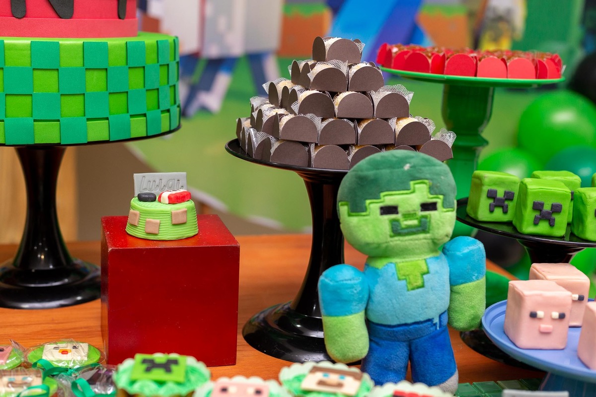 decoração de aniversário infantil Minecraft