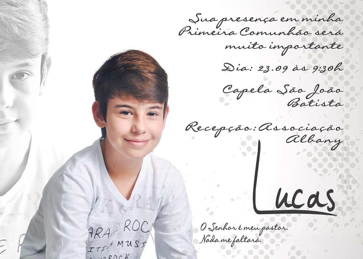 Convite de menino para Comunhão e Confirmação