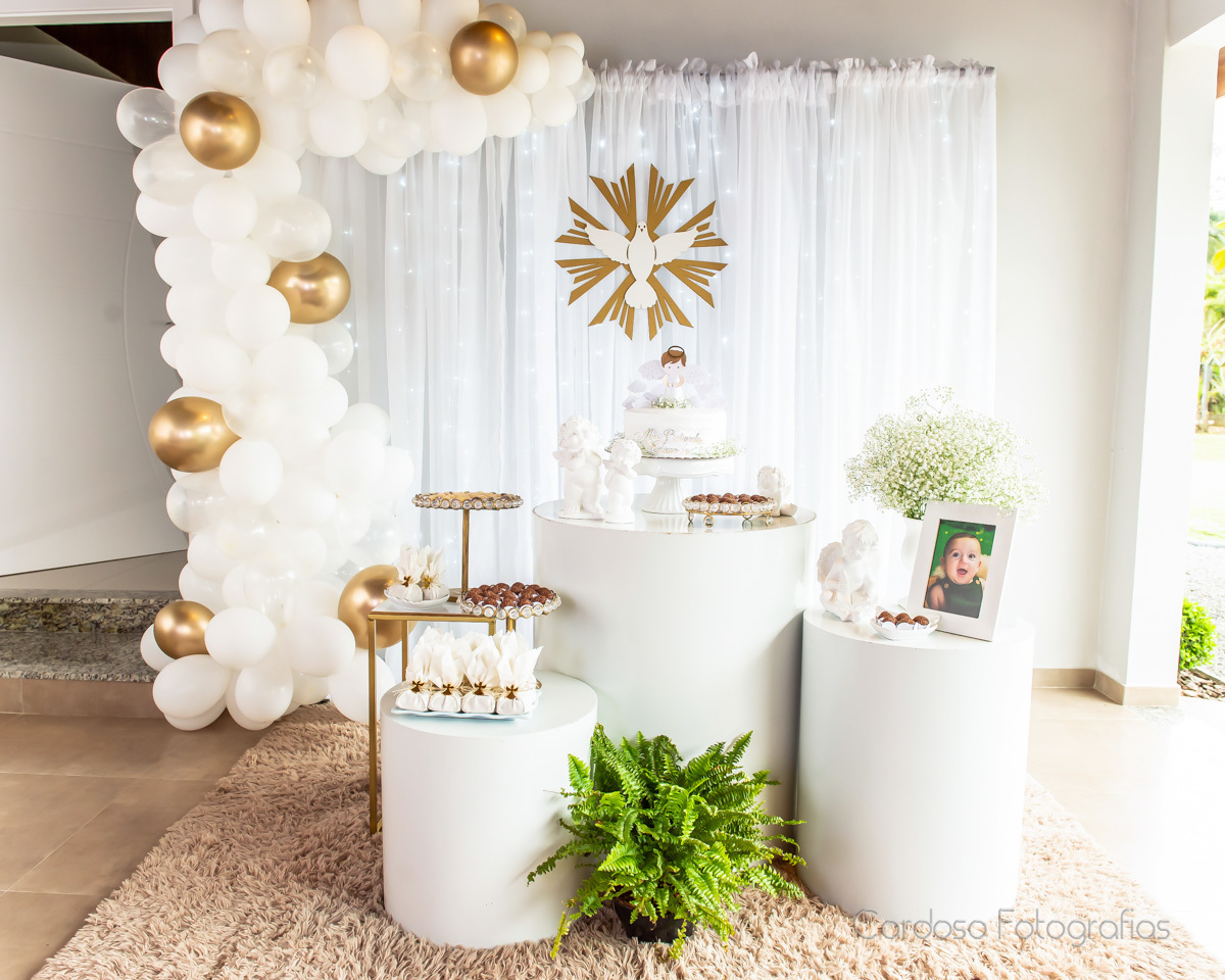 decoração de batismo de menino