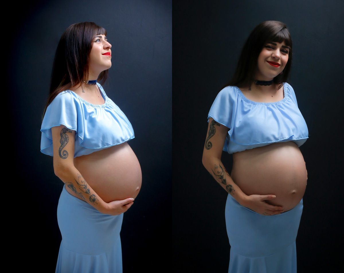 gestante em fundo preto
