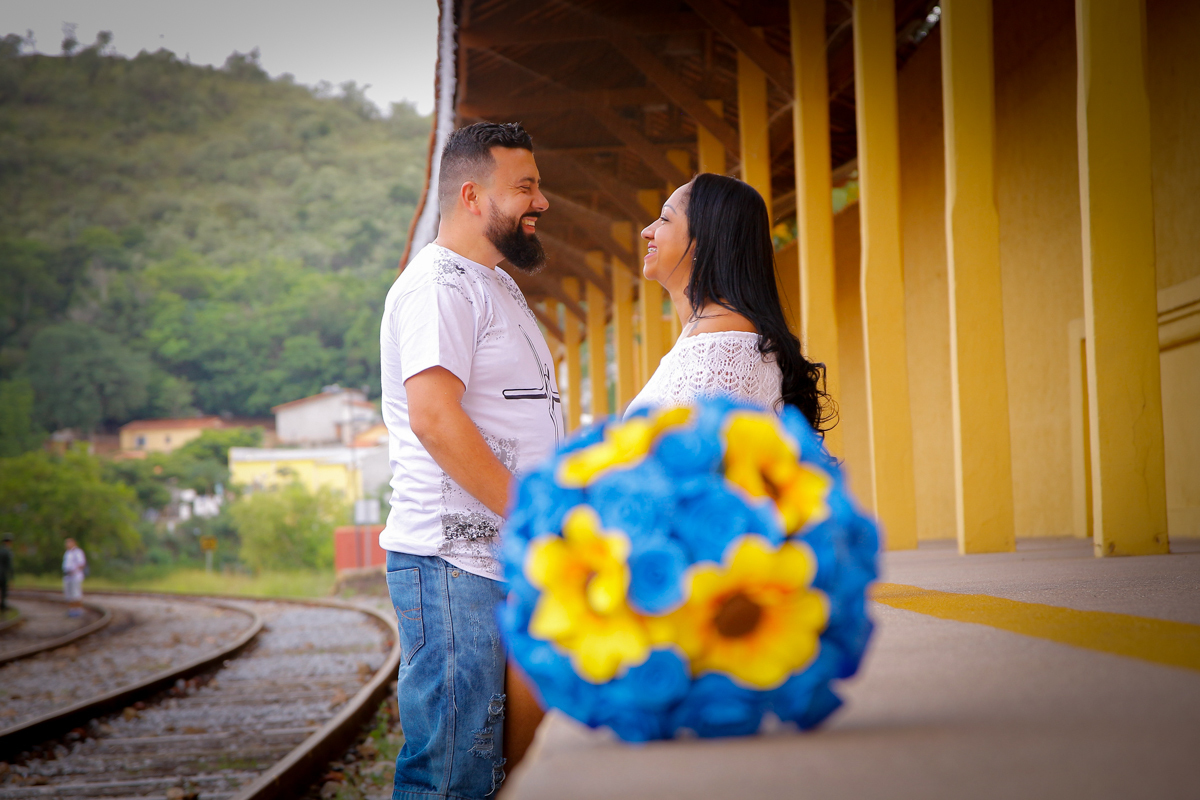 foto com buque bodas de cristal