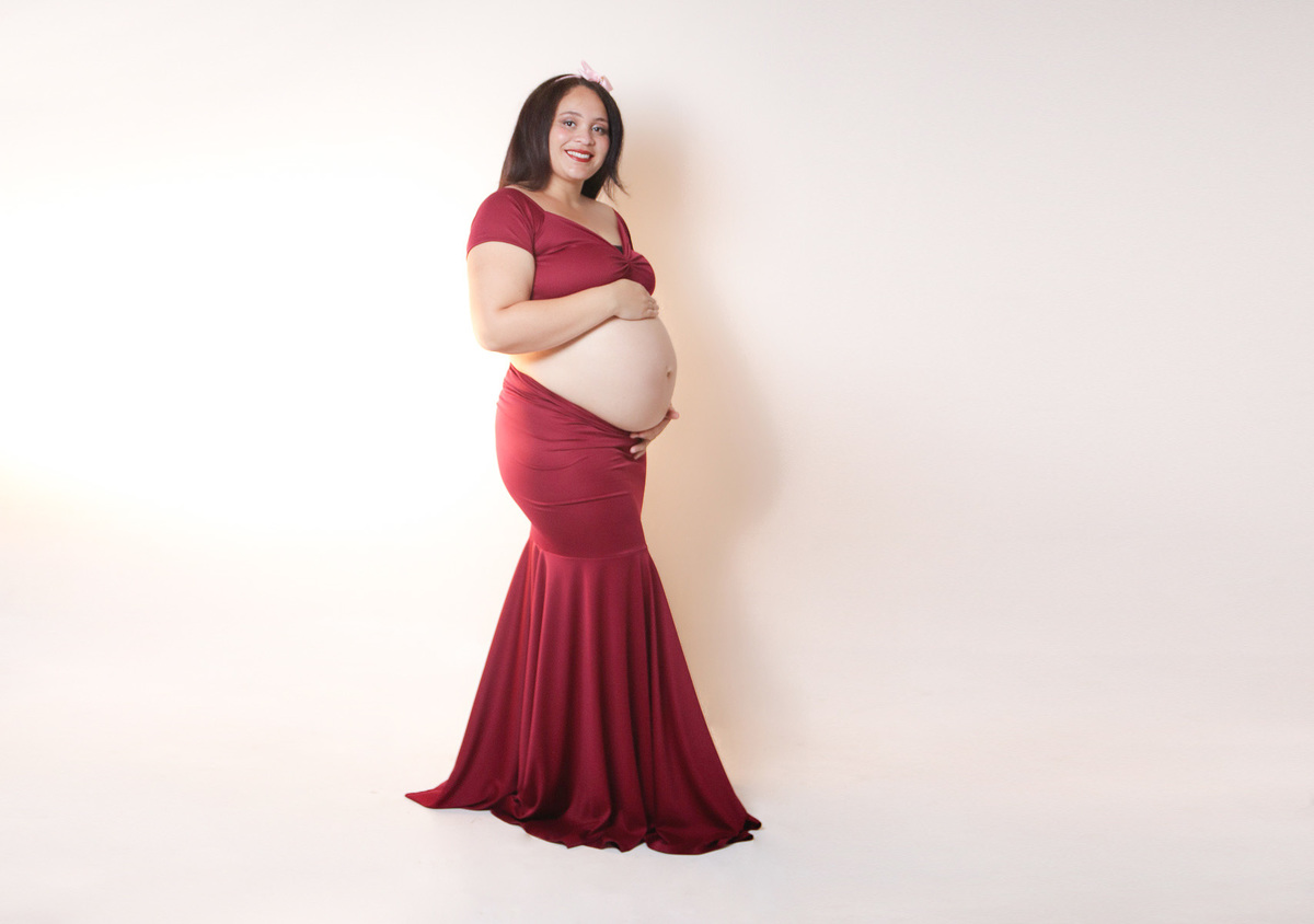 vestido vermelho para gestante