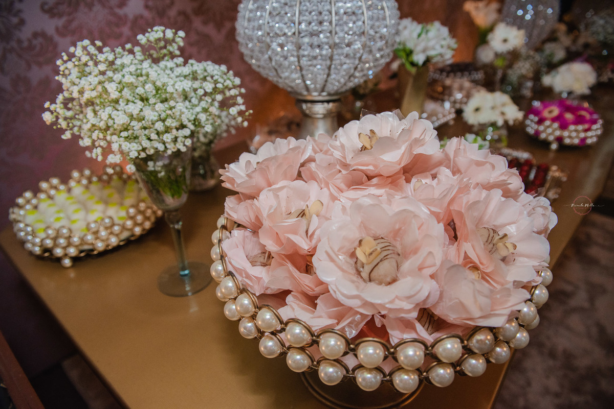 forma rosa claro para doces de casamento