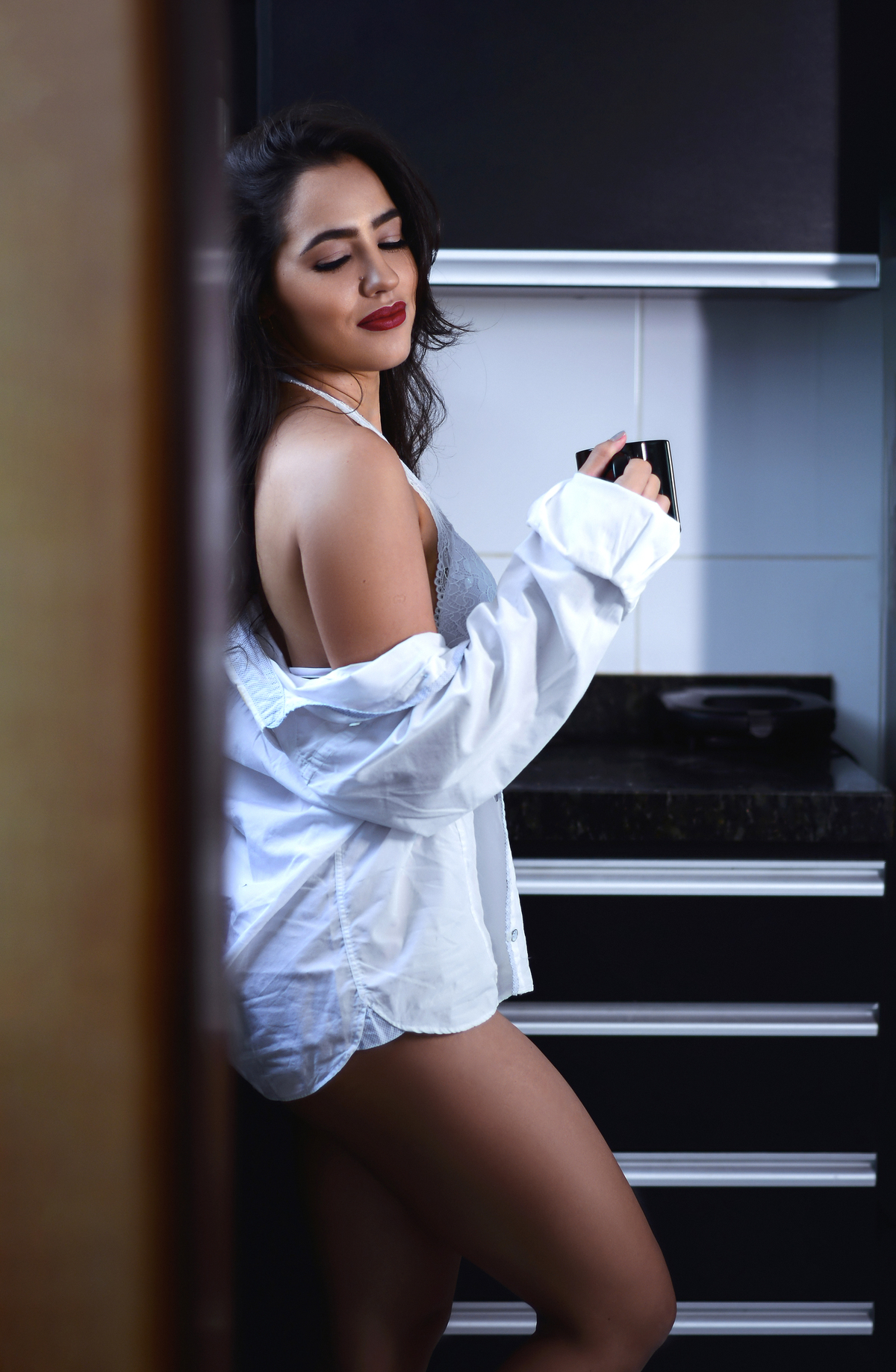 tomando café em ensaio fotográfico lifestyle