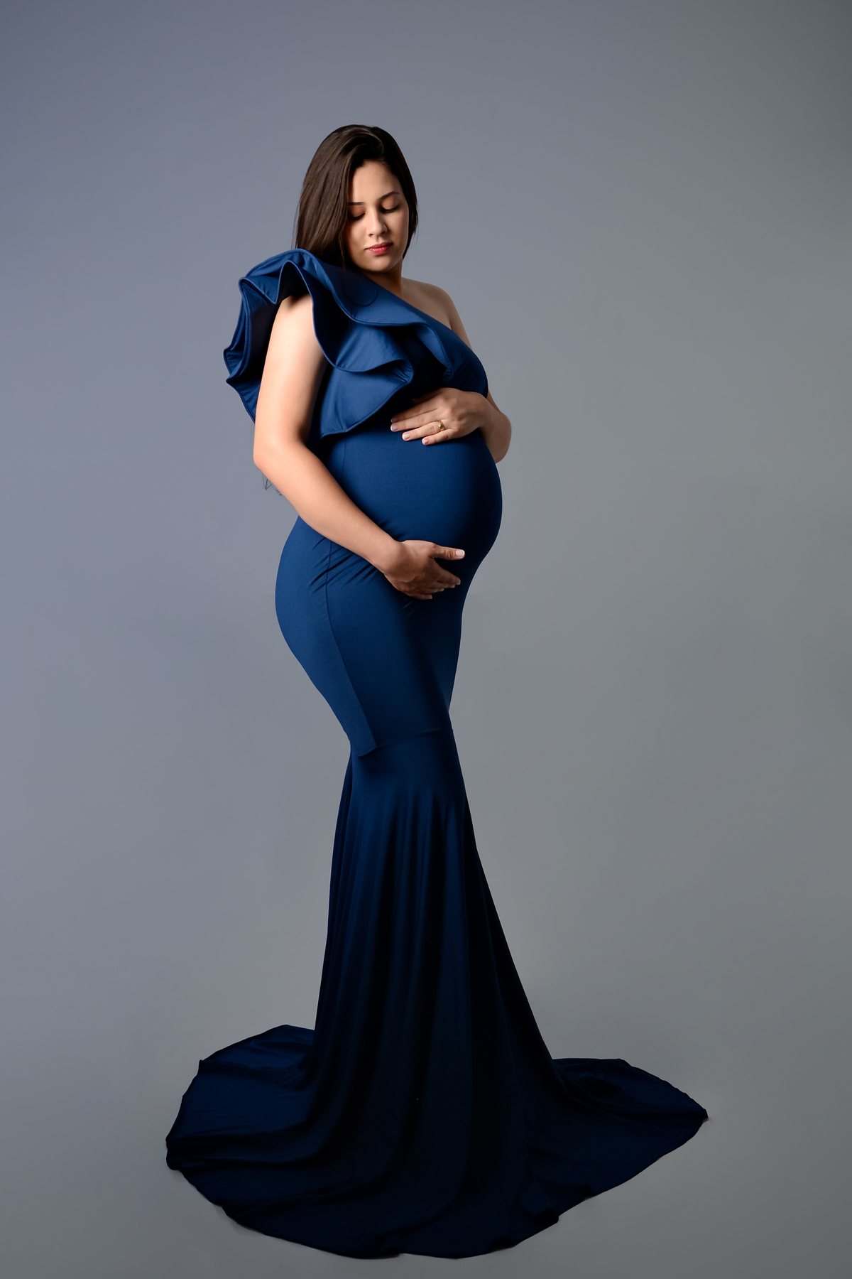 Drica Studio - Ensaio fotográfico - ensaio gestante - vestido - azul