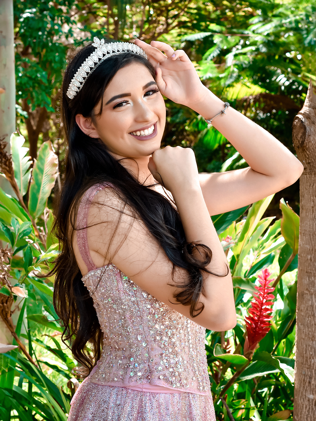 Drica Studio - ensaio fotográfico - princesa - 15 anos - bosque - parque , vestido rosa