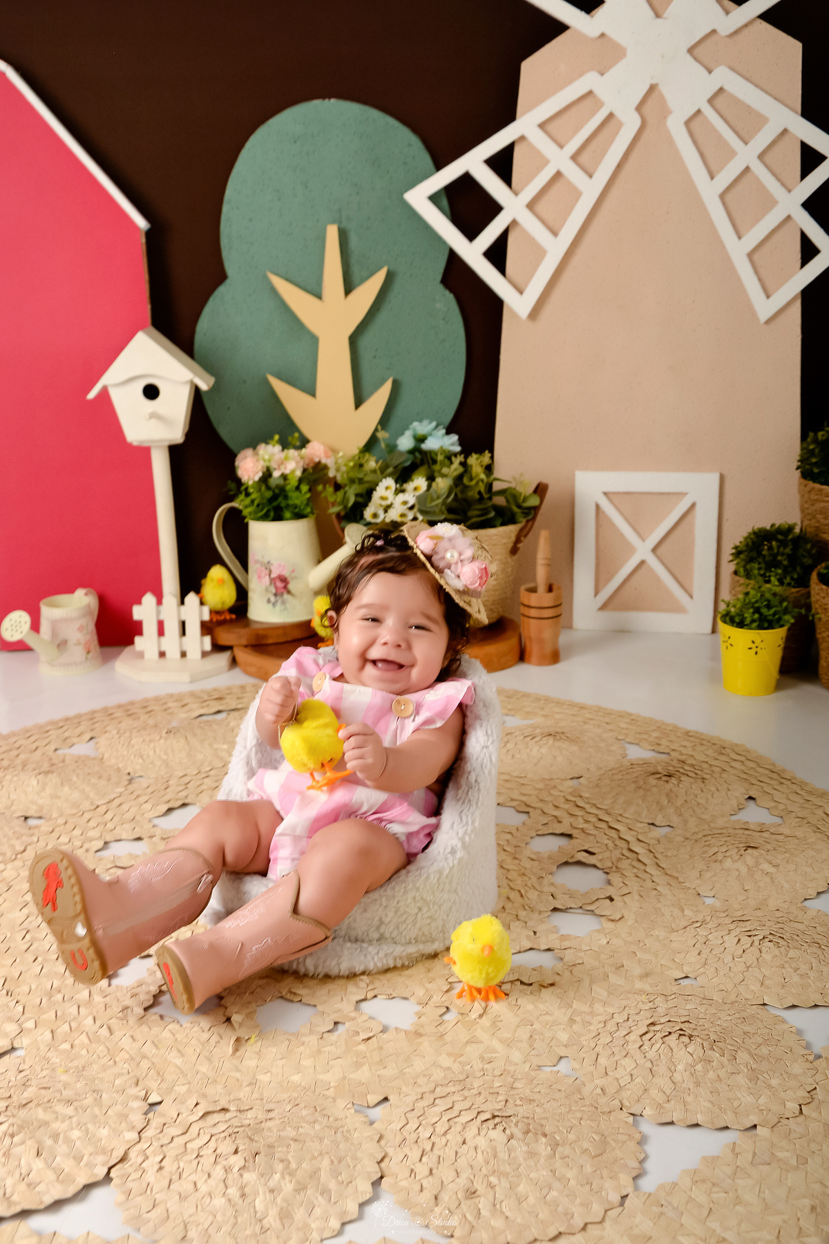 drica studio - acompanhamento mensal - cenário contruy - bota infantil - roupinhas xadrez - berrante - cavalinhos de madeiras - chapeu - 