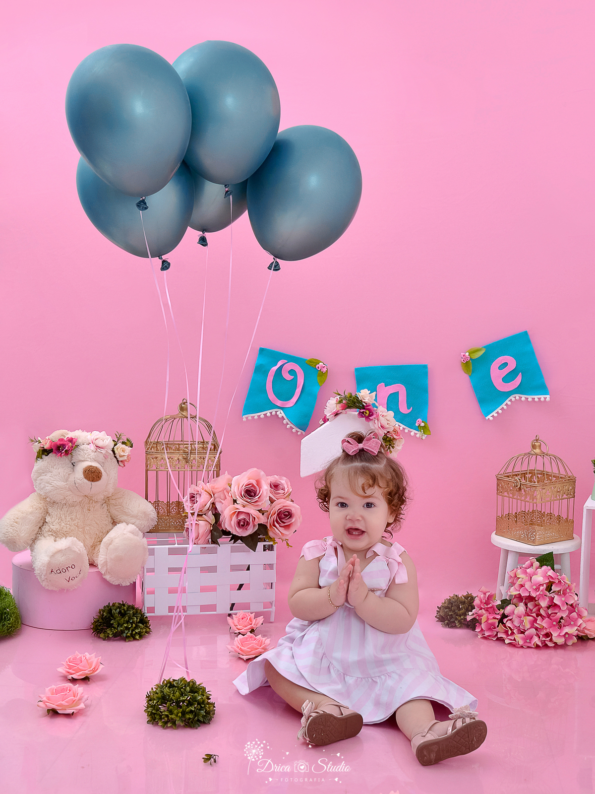 smash the cake - smash feminino - Drica Studio - drica studio fotografias - ensaio infantil - ensaio fotografico infantil - foto studio - menina - ensaio de menina - smash jardim - smash rosa - smash com flores - xinguara- Para