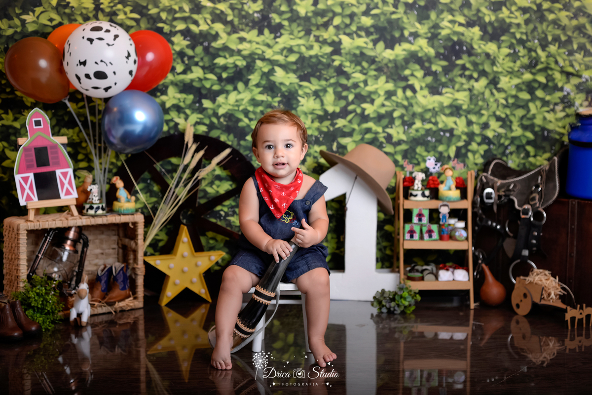 Fazendinha - Cenário - smash de cake - Fotografia - fotos de 1 ano - Cenário para aniversario - fazenda - bolo - bagunça - Xinguara - Pará - Drica Studio - bebê - country - mini fazendeiro